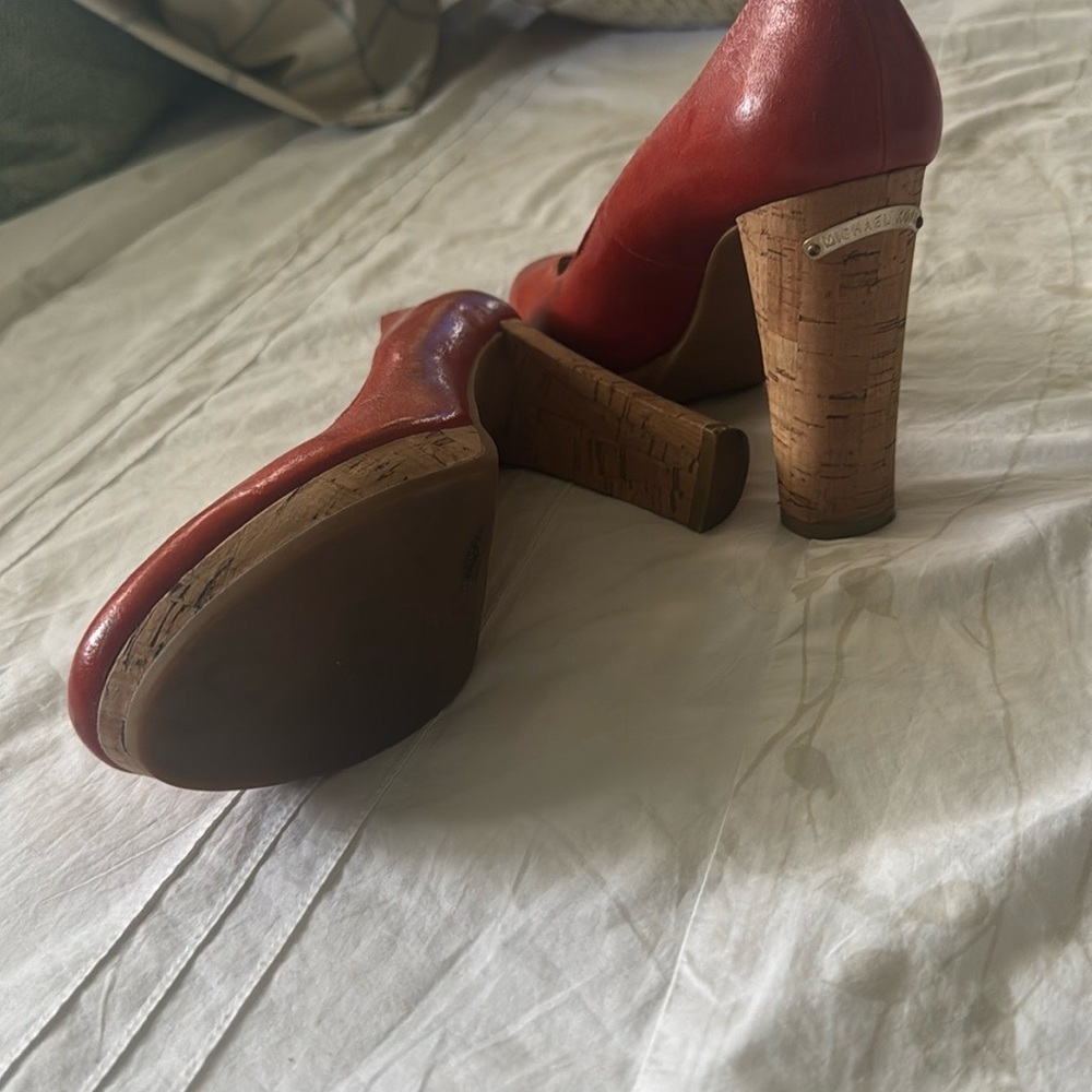 Red Leather High Heel Shoes